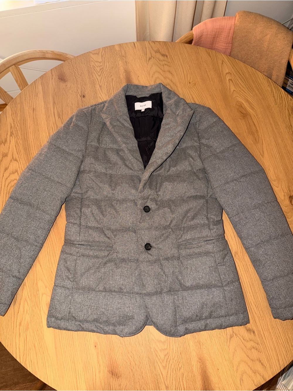Reiss Men's Gray Quilted Puffer Blazer